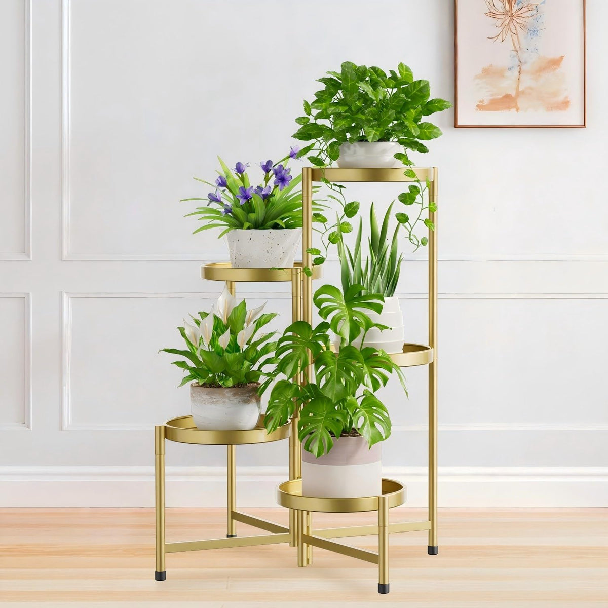 iDavosic.ly 5 Tier Large Plant Stand in Gold front view