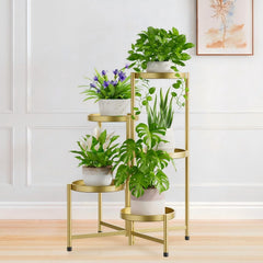 iDavosic.ly 5 Tier Large Plant Stand in Gold front view