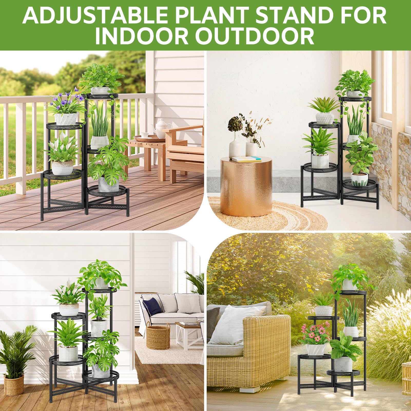 iDavosic.ly 5 Tier Large Plant Stand with large potted plants