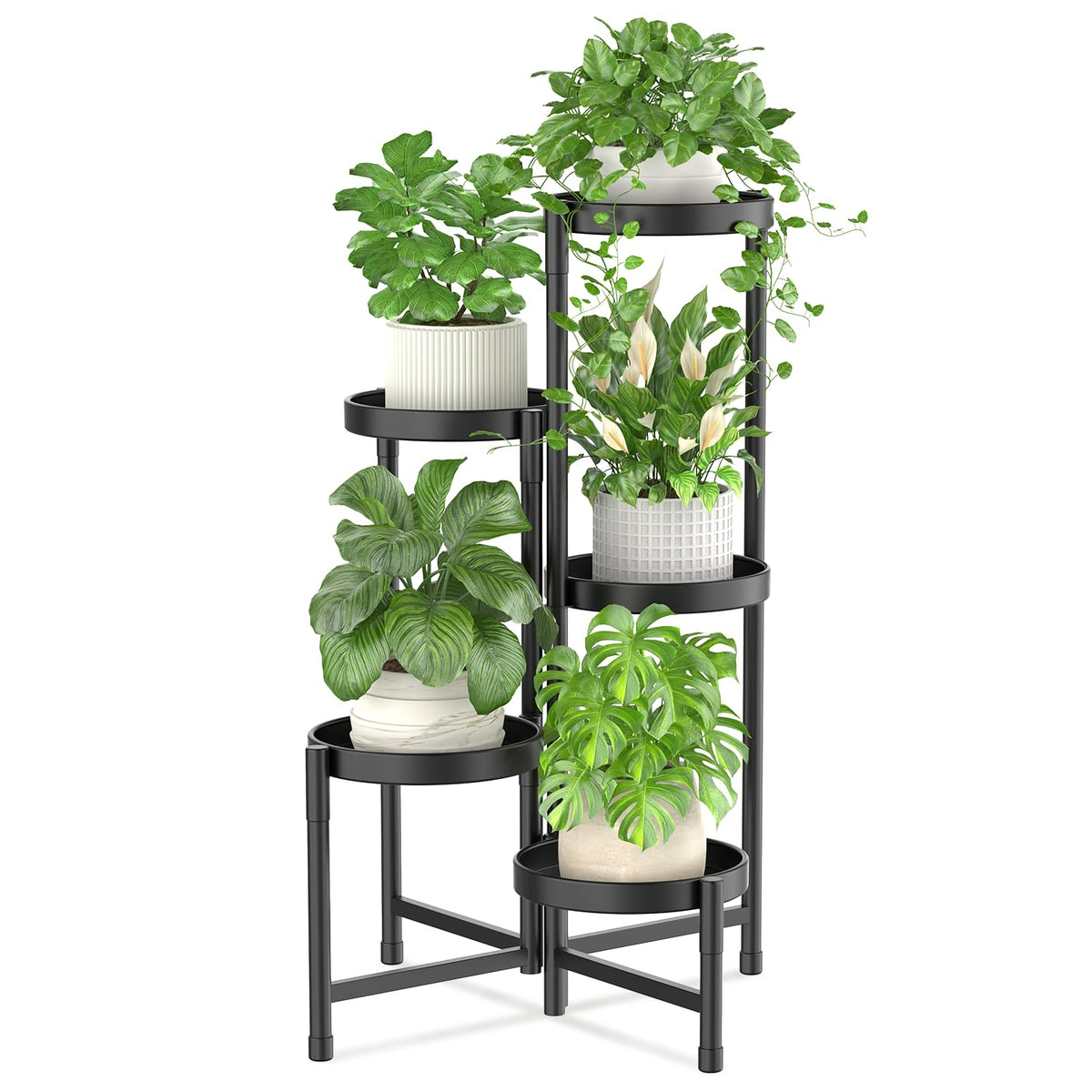 iDavosic.ly 5 Tier Plant Stand front view in black