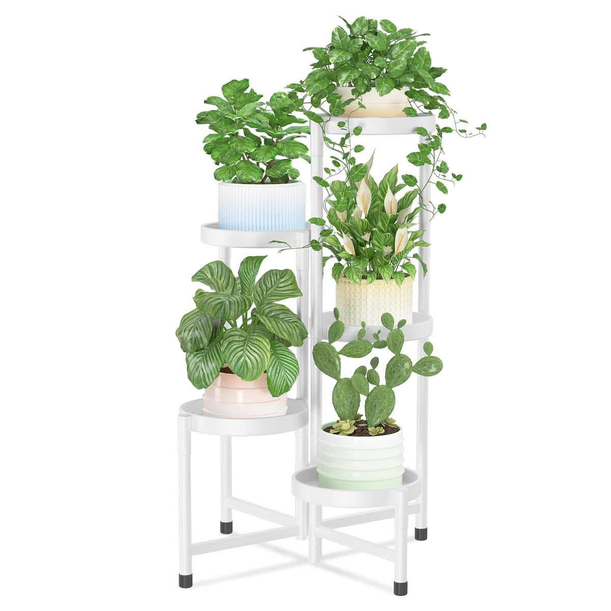 iDavosic.ly 5 Tier Plant Stand white model front view