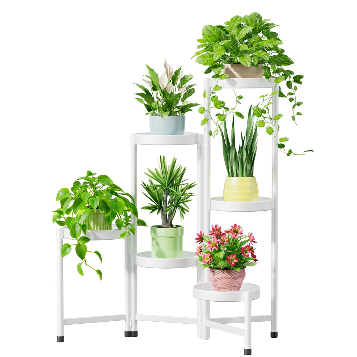 iDavosic.ly 6 Tier Plant Stand white model front view