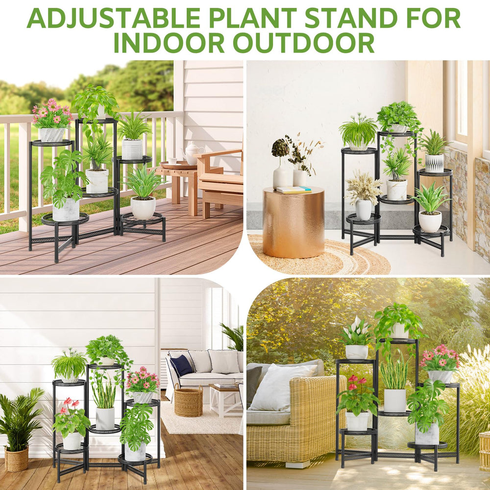 iDavosic.ly 6 Tier Plant Stand with pots in living room