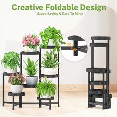 iDavosic.ly 7 Tier Folding Plant Stand close-up of waterproof tray