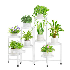 iDavosic.ly 9 Tier Metal Plant Stand in white, front view
