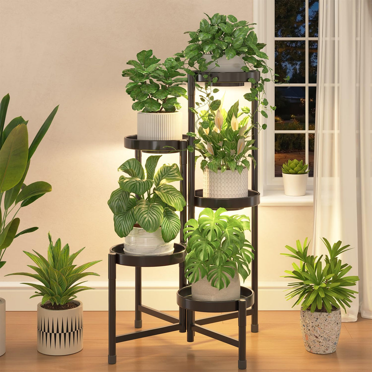 iDavosic.ly Plant Stand Indoor with Grow Lights, front view