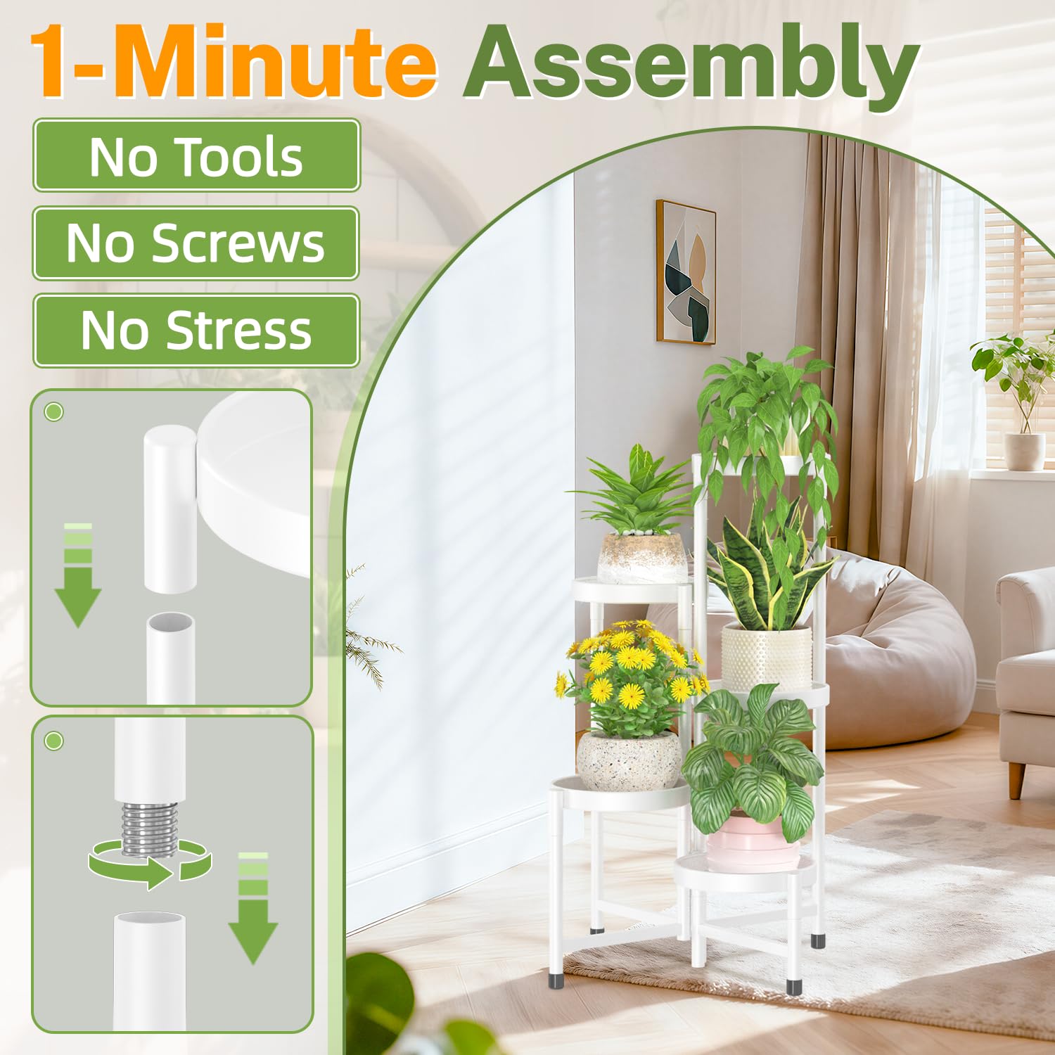 iDavosic.ly plant stand with potted plants on the trays