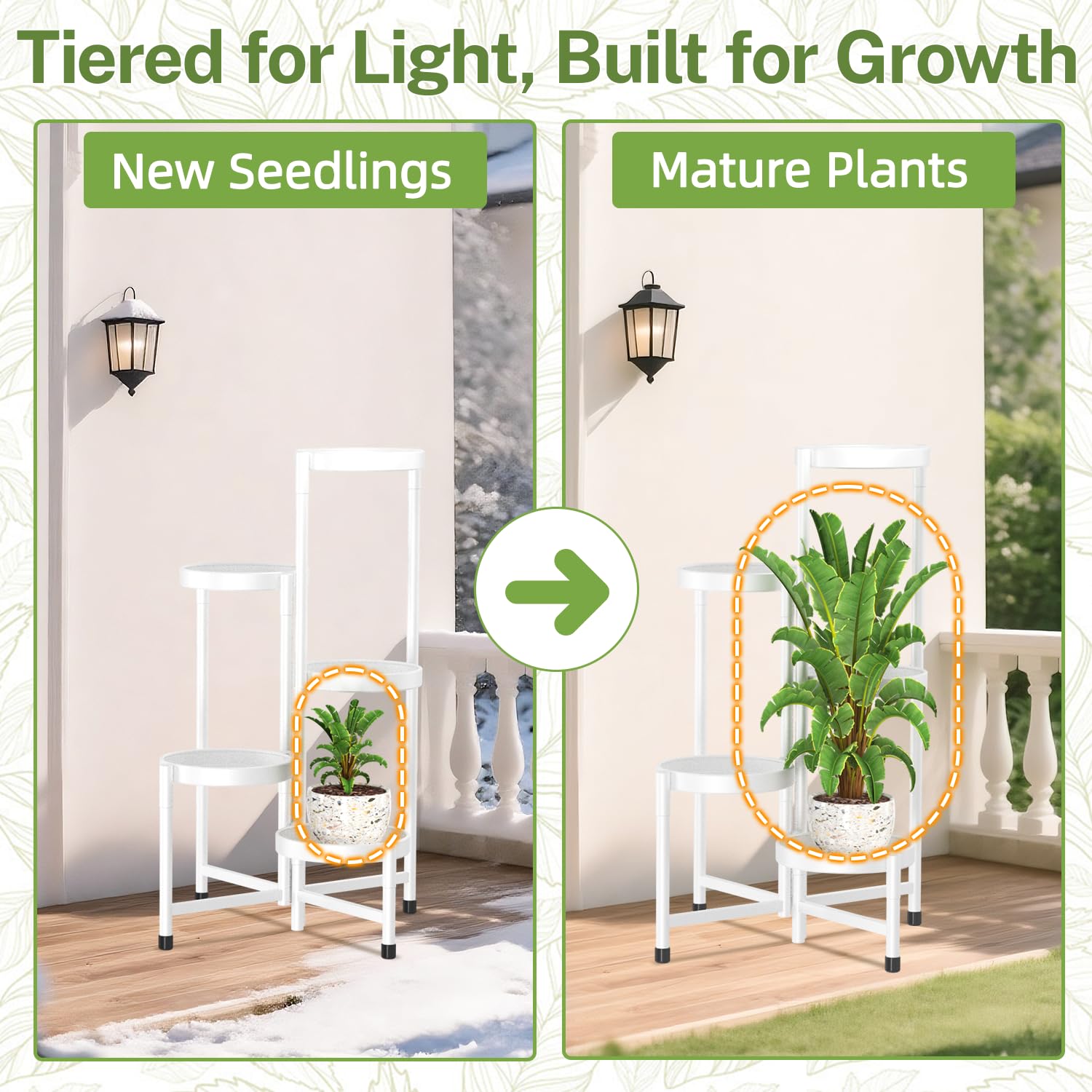 iDavosic.ly Plant Stand with trays holding various plants