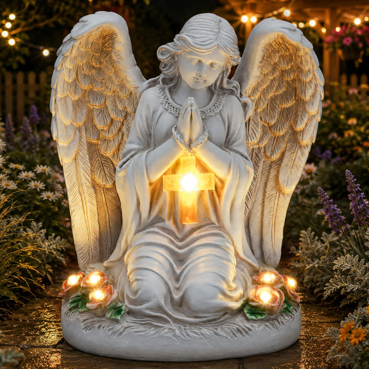 IDEA SHOW Solar Angel Garden Statue front view