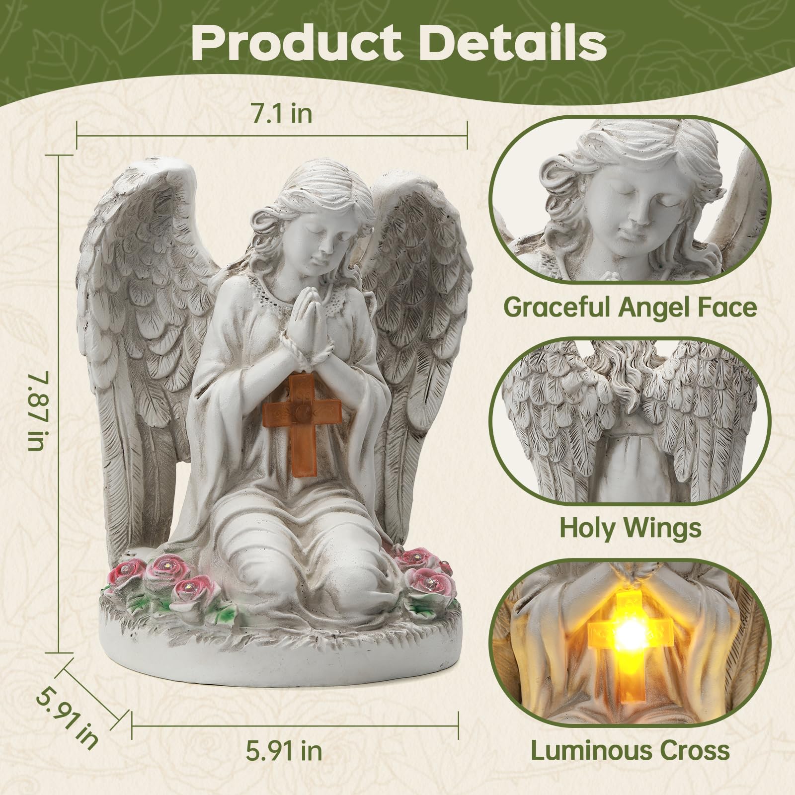 IDEA SHOW Solar Angel Statue side view