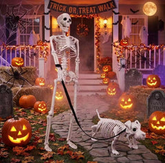 IDEAALS skeleton duo displayed in a spooky garden setting