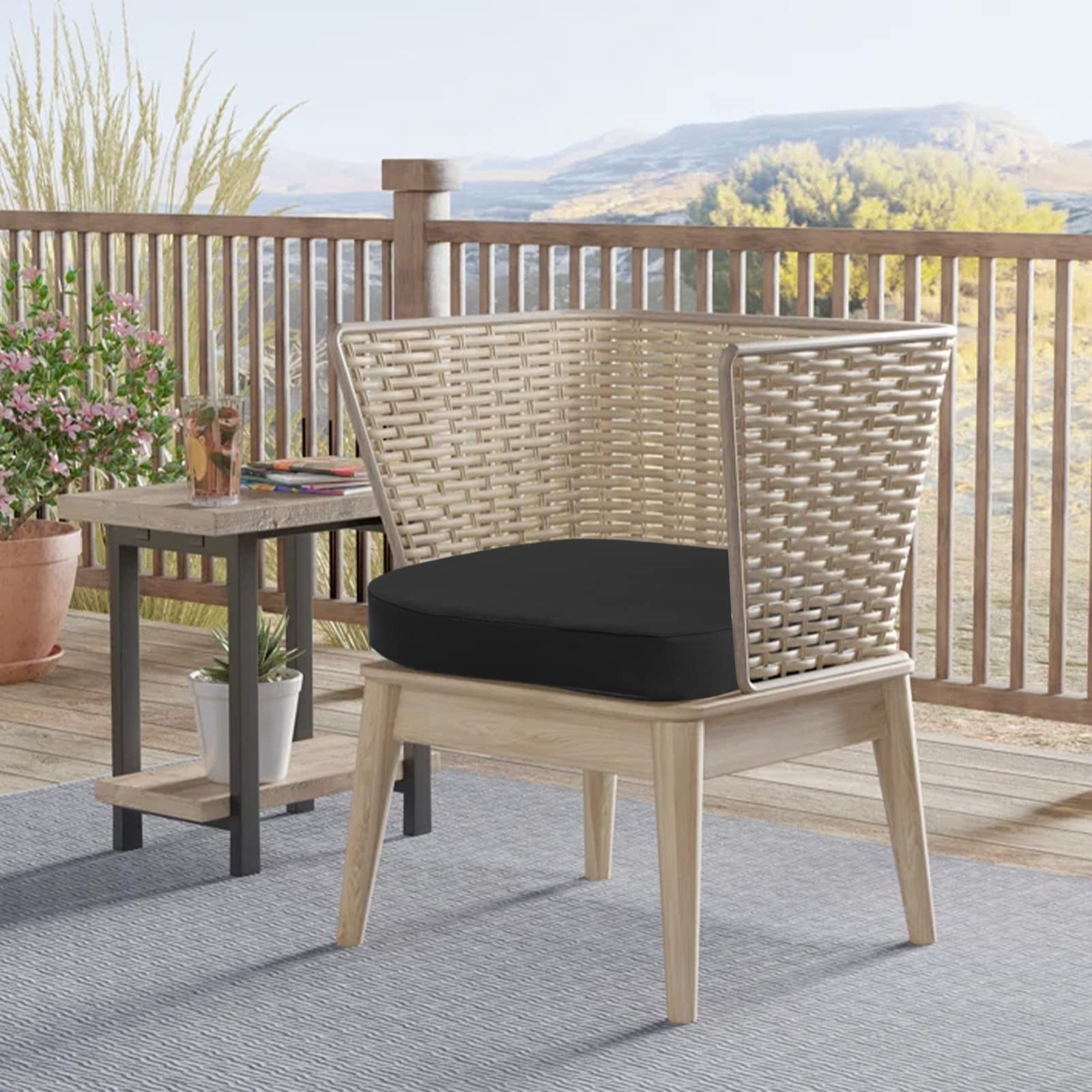 idee-home black Outdoor Chair Cushions on a dining chair
