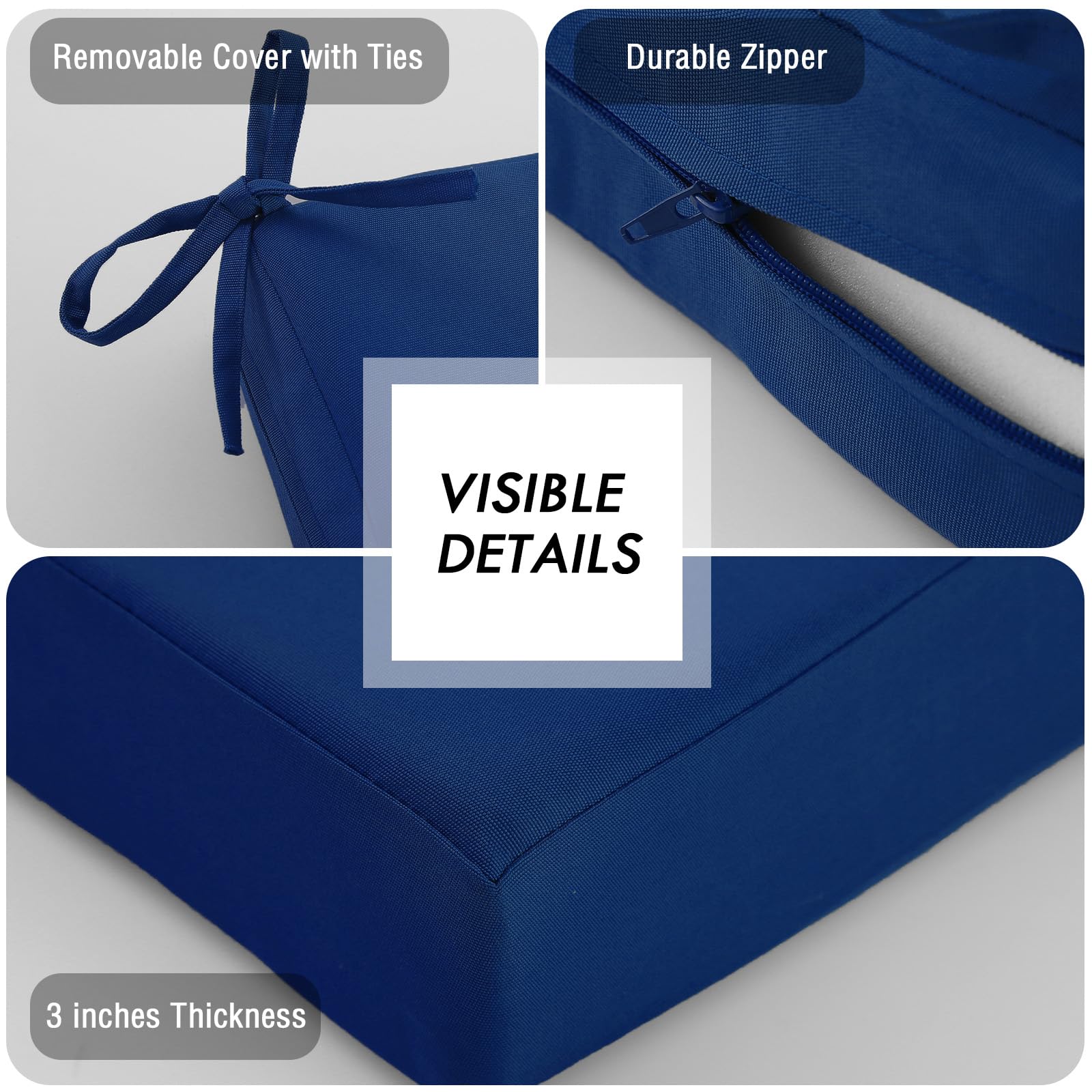 idee-home Outdoor Bench Cushion Dark Cerulean close-up