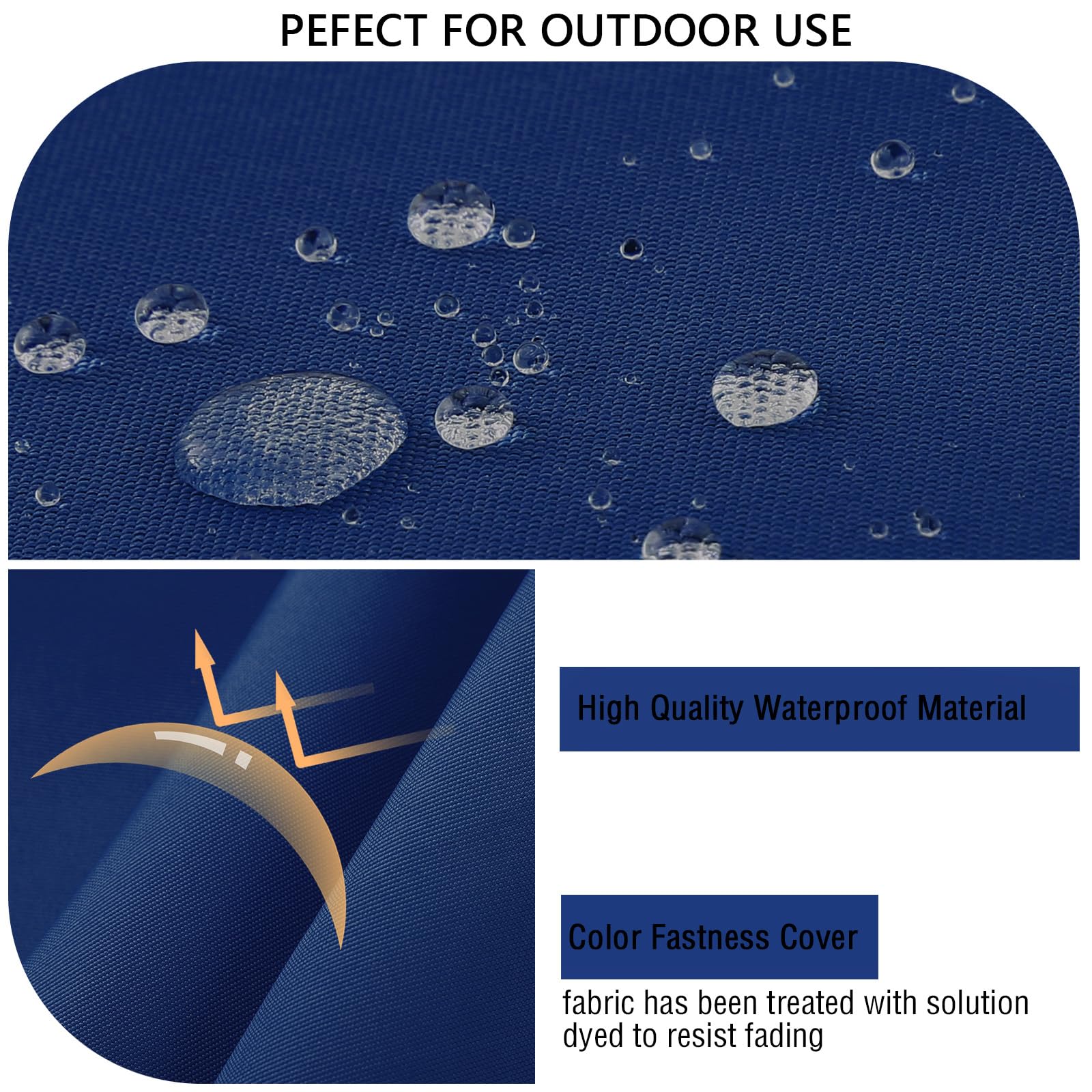 idee-home Outdoor Bench Cushion Dark Cerulean hidden zip detail