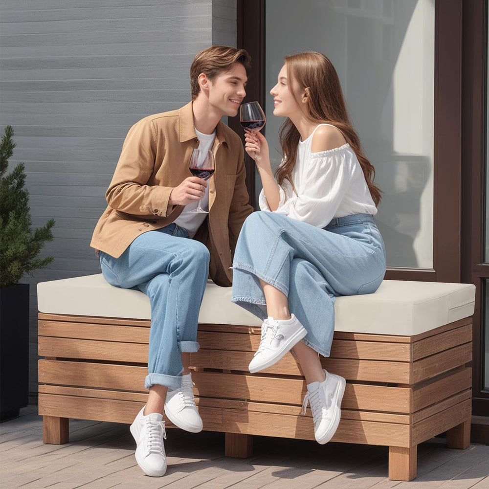idee-home Outdoor Bench Cushion showing waterproof cover detail