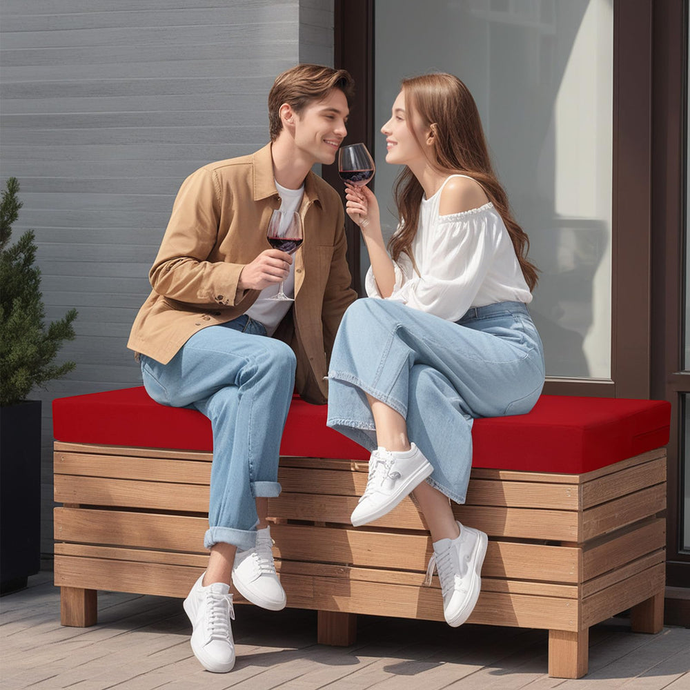 idee-home Outdoor Bench Cushion Waterproof Lipstick Red side view