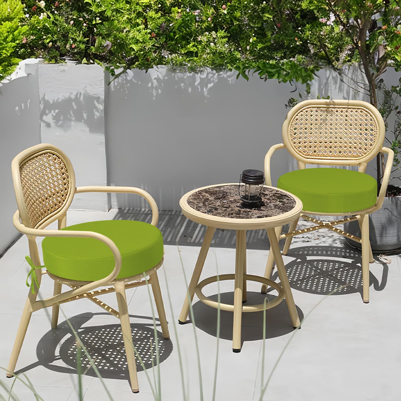 idee-home Outdoor Bistro Chair Cushions displaying thickness of memory foam