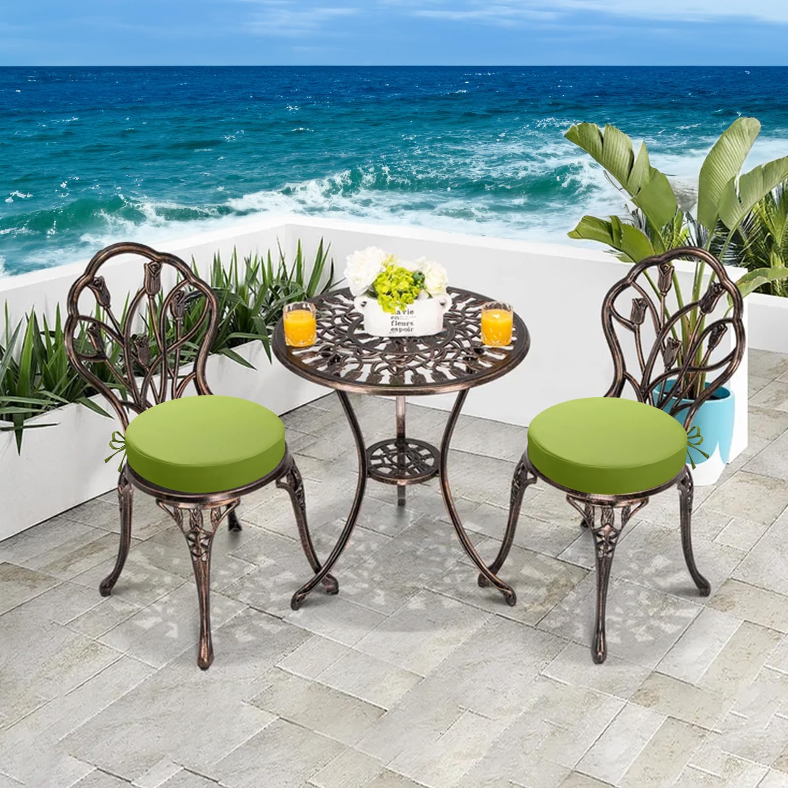 idee-home Outdoor Bistro Chair Cushions in a vacuum-sealed package