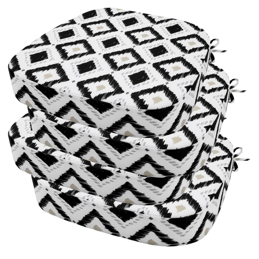 idee-home Outdoor Chair Cushion Set of 4 in Rhombus Black