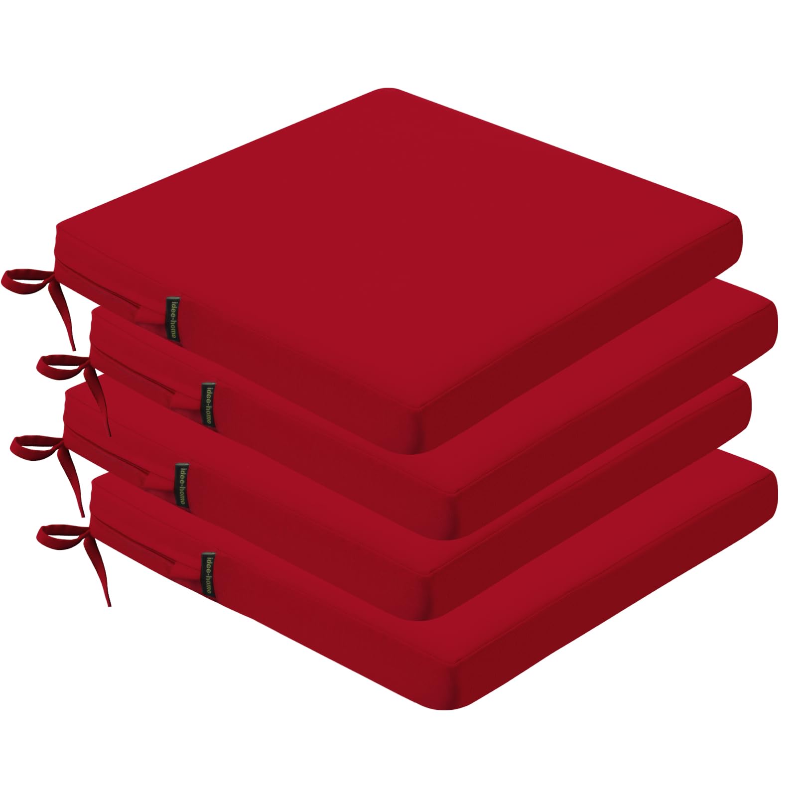 idee-home outdoor chair cushion set of 4, lipstick red, front view