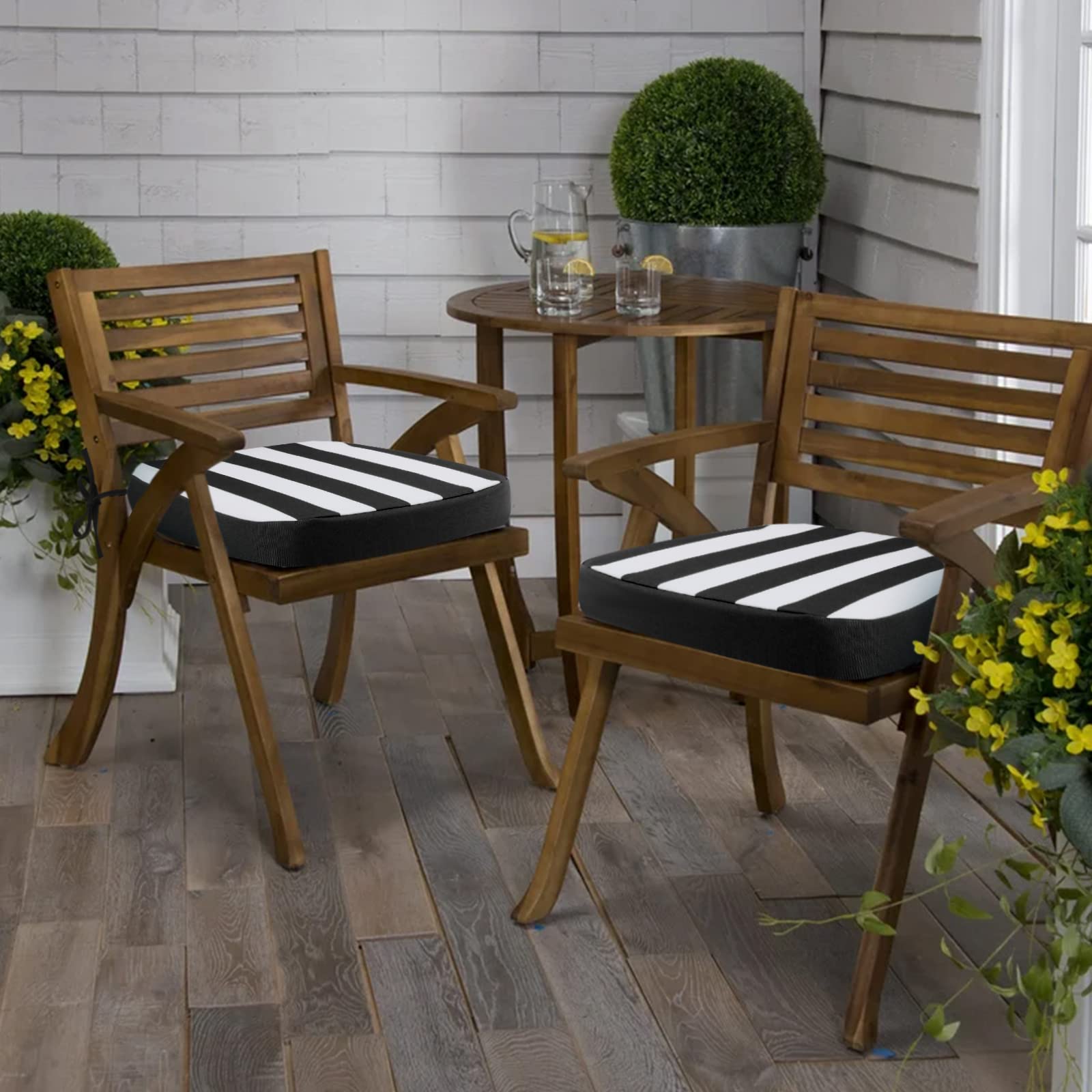 idee-home outdoor chair cushions in vibrant colours on deck