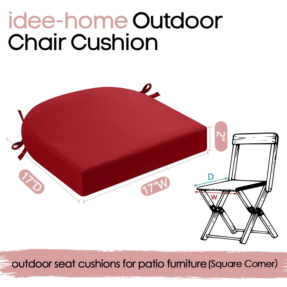 idee-home Outdoor Chair Cushions Set of 2, dimensions 17x17 inches