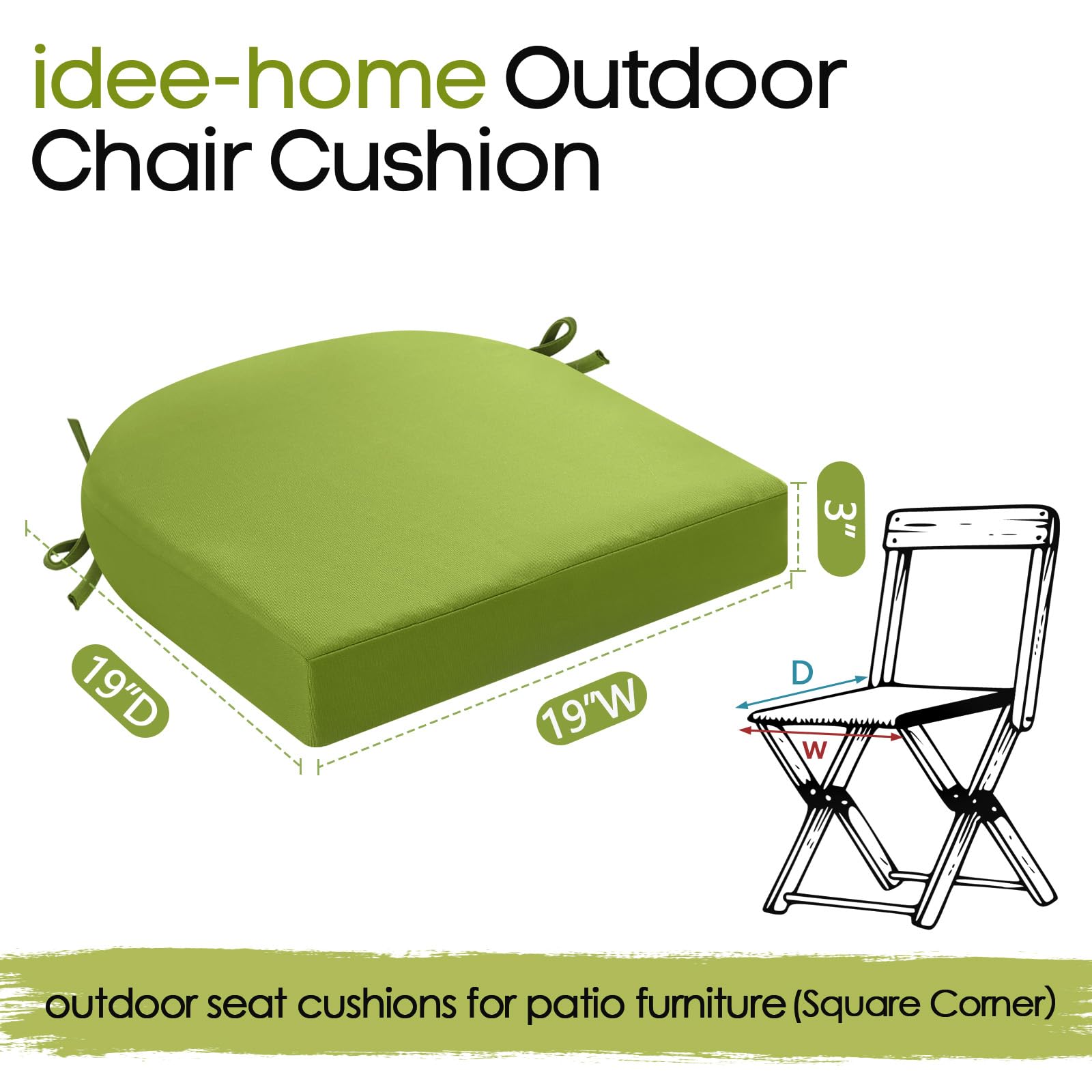 idee-home outdoor chair cushions set of 2 green back view
