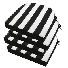 idee-home Outdoor Chair Cushions Set of 4 in Black Stripes, front view