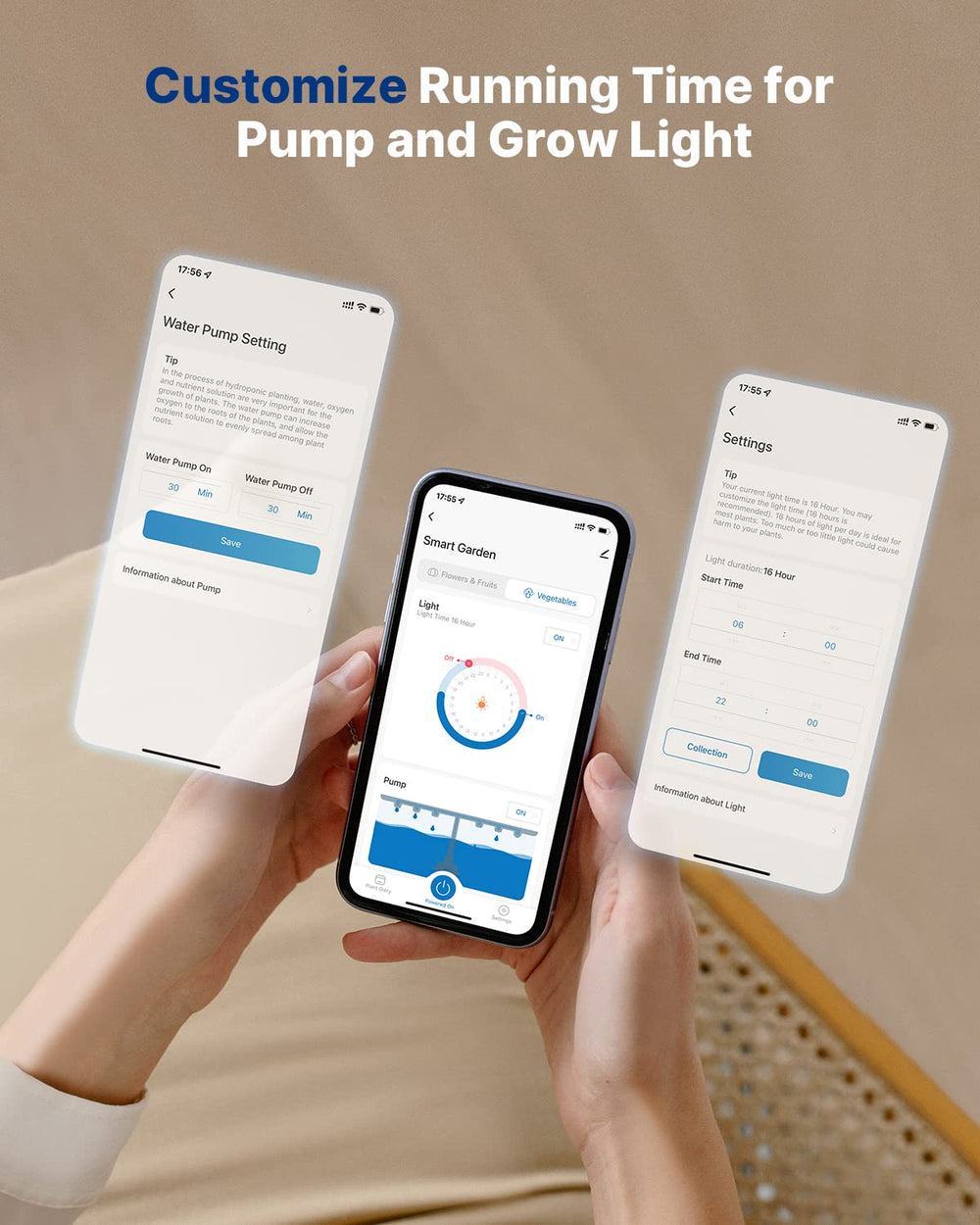 iDOO hydroponics LED light in operation