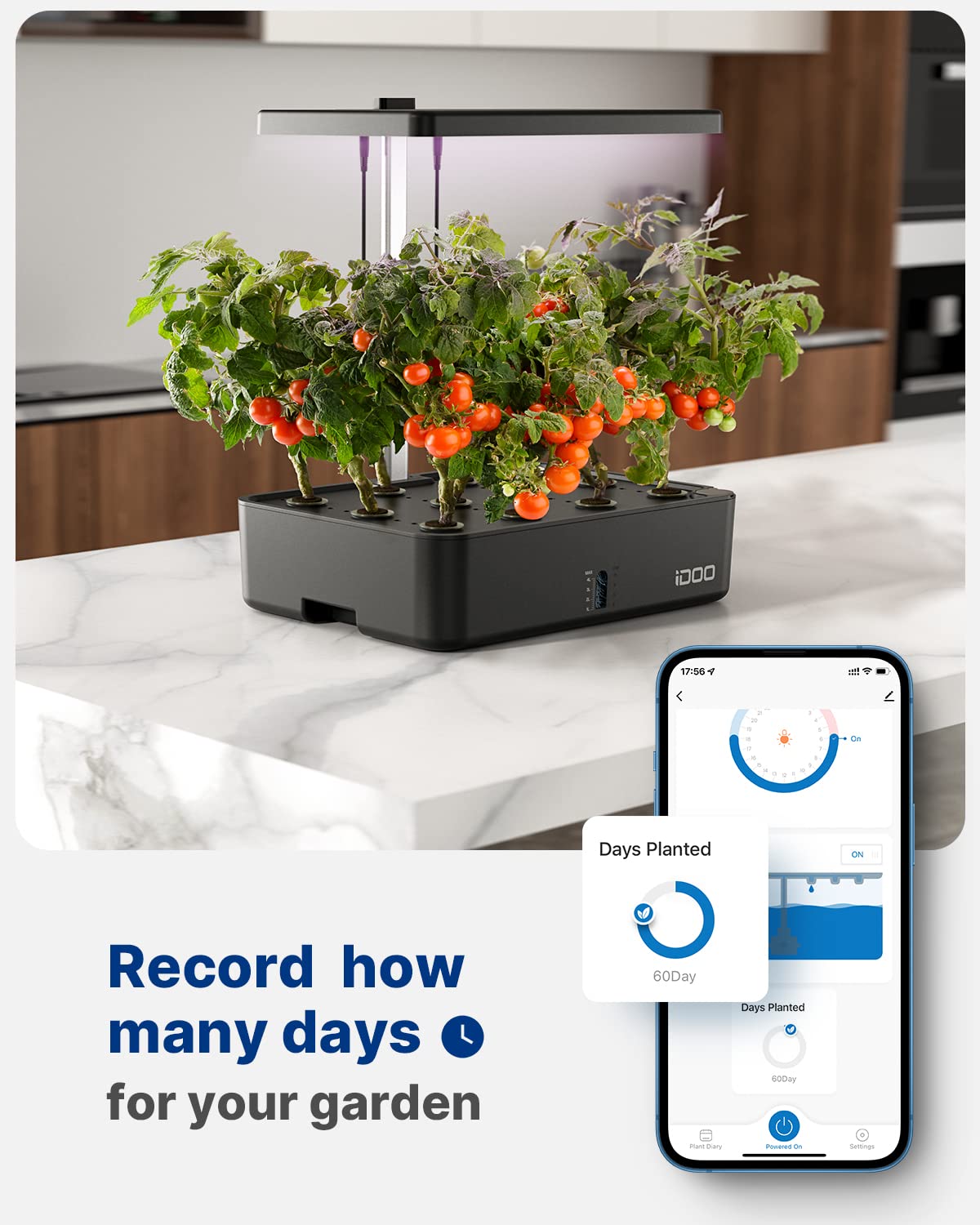 iDOO hydroponics water tank visual window showing water level