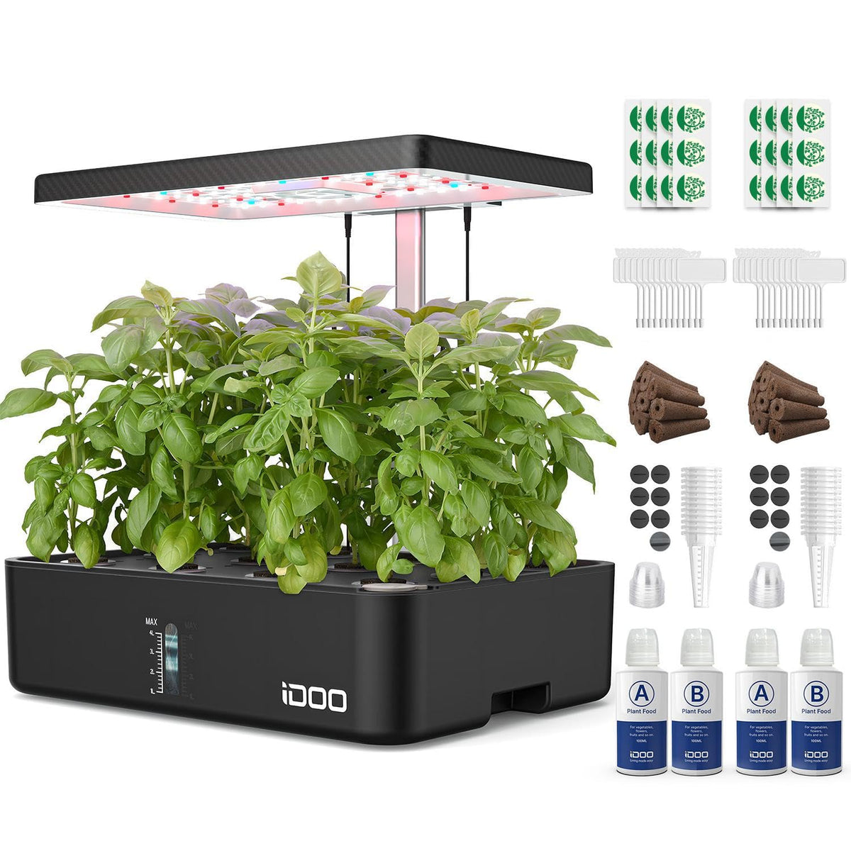 iDOO Indoor Hydroponics Growing System black model with 12 pods