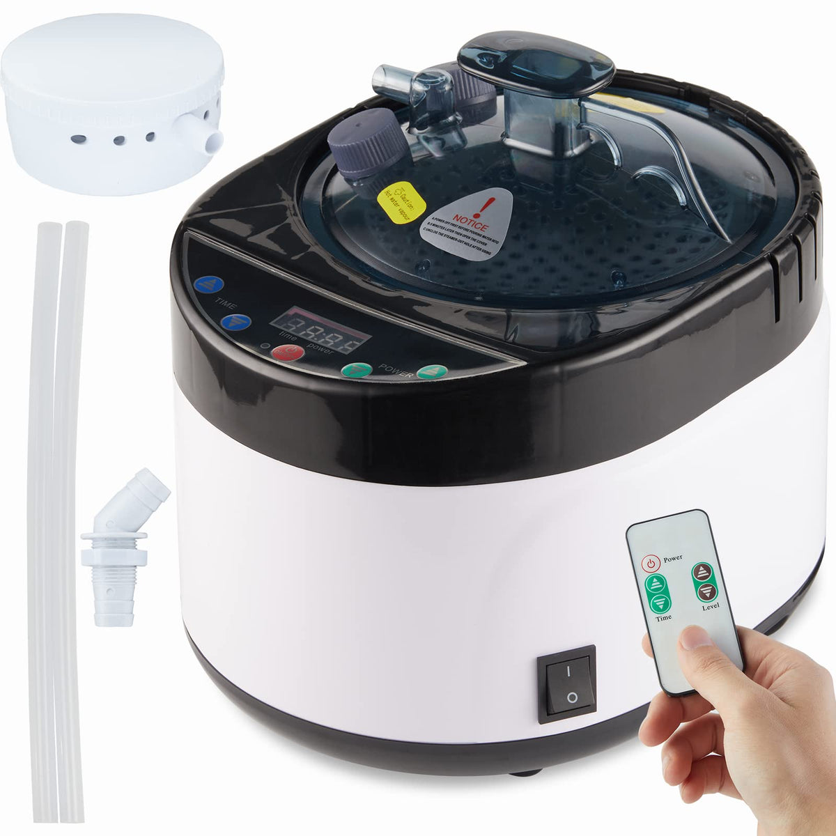 iDOTODO Portable Sauna Steamer front view with remote control