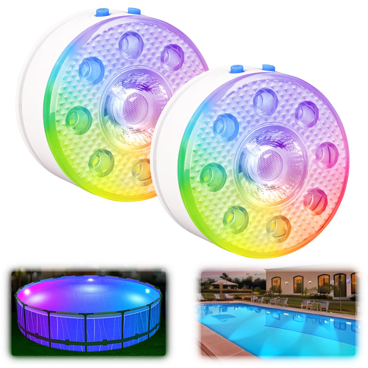 idyl light Rechargeable Underwater Pool Lights Pack of 2