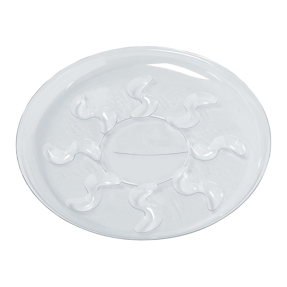 Idyllize 6 inch clear saucer with water grooves for drainage