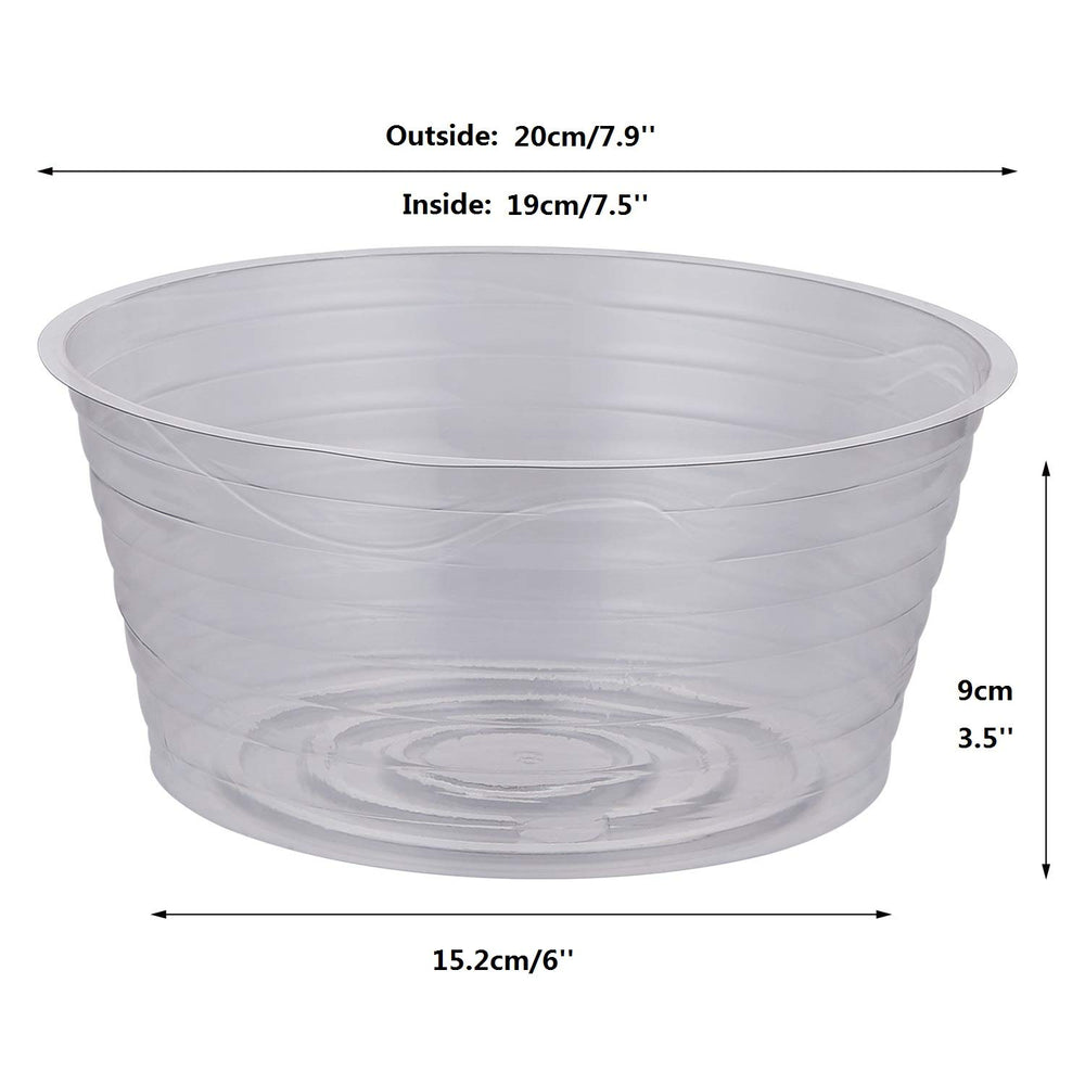Idyllize 8 Inch Clear Plastic Plant Saucer side view