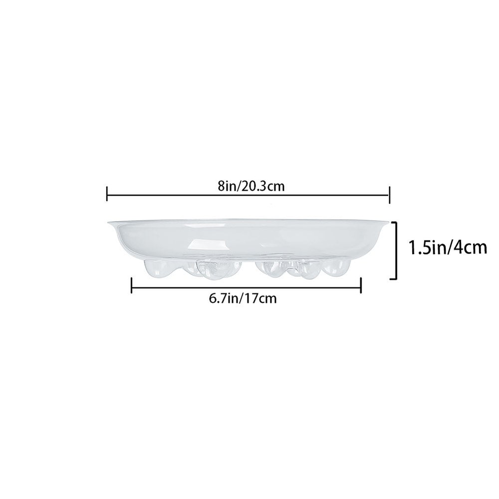 Idyllize 8 inch heavy duty clear plastic plant saucer side view