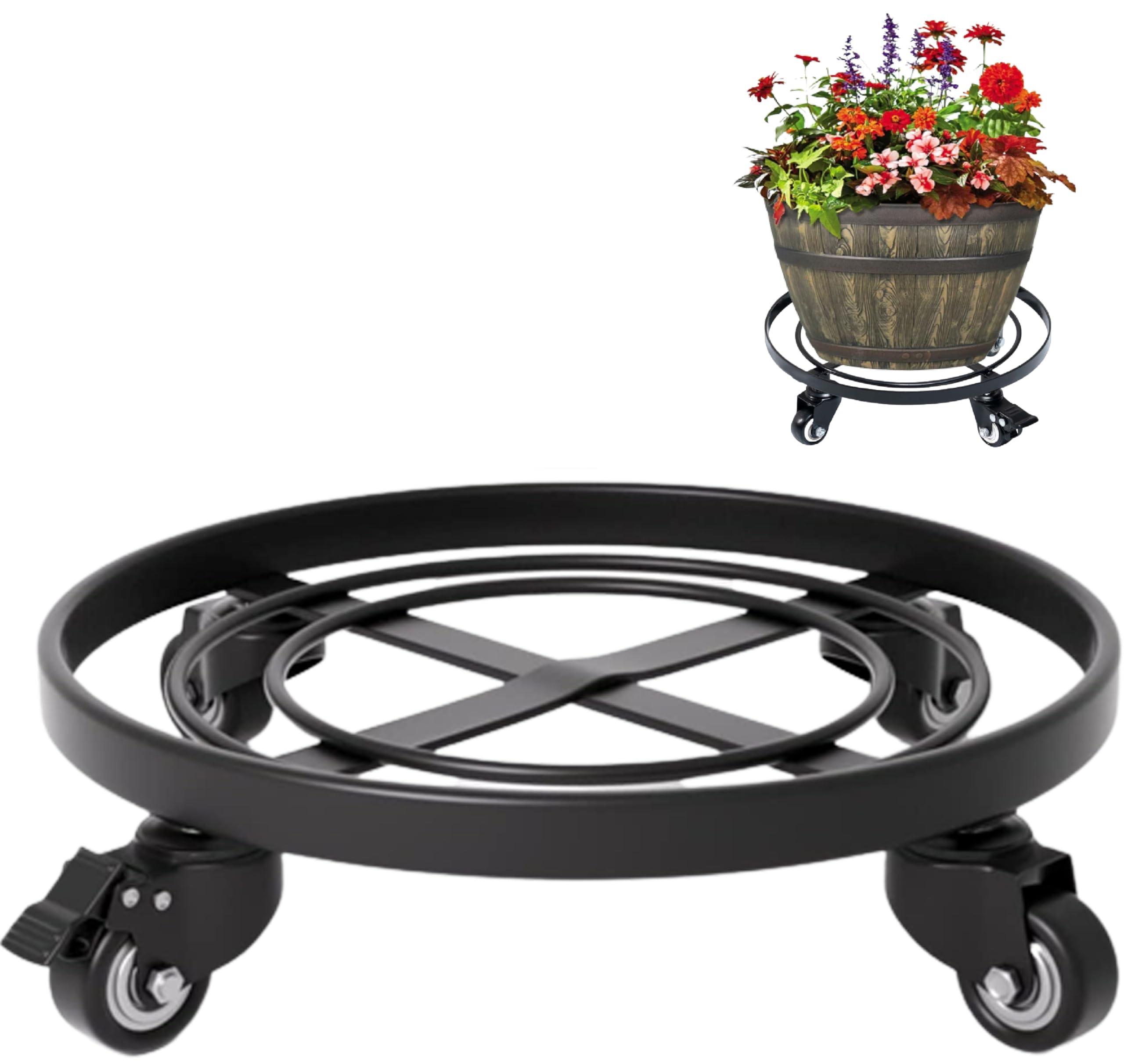 IDZO 14 Inch Heavy Duty Plant Caddy in black with wheels