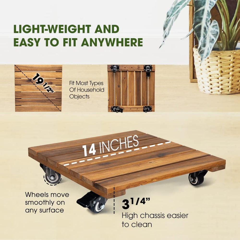 IDZO 14 Inch Wood Plant Caddy fully assembled