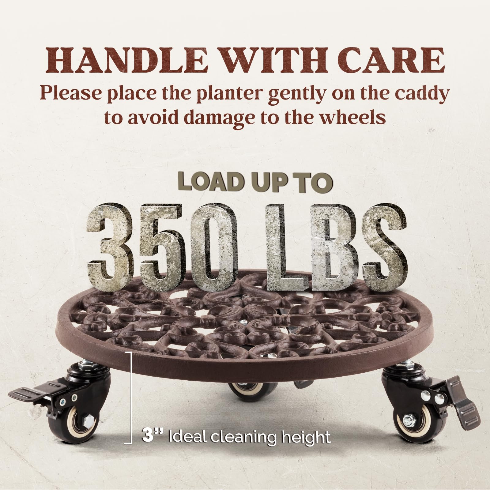 IDZO heavy-duty plant caddy displayed with large potted plant