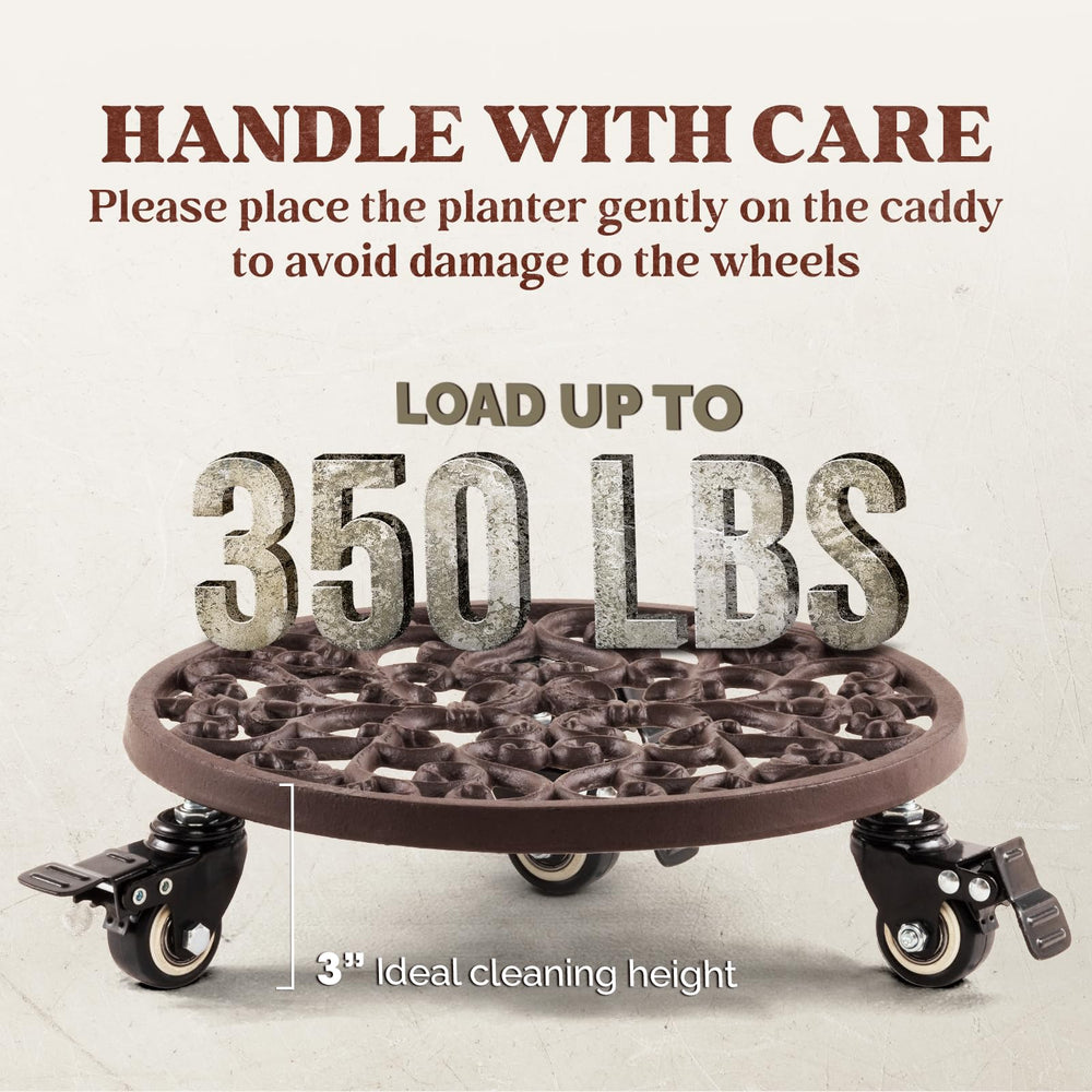 IDZO heavy-duty plant caddy displayed with large potted plant