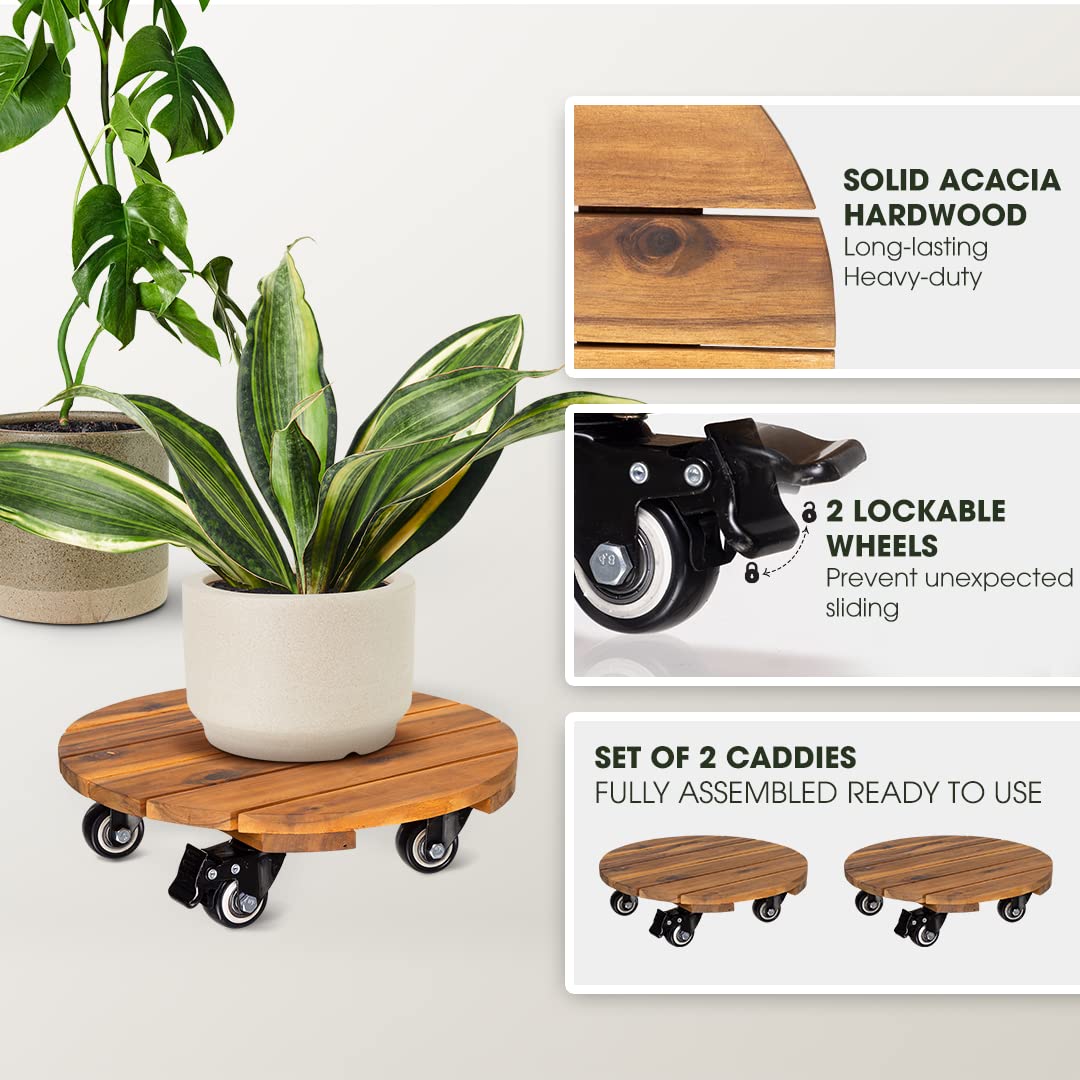 IDZO plant caddy featuring 360-degree lockable wheels