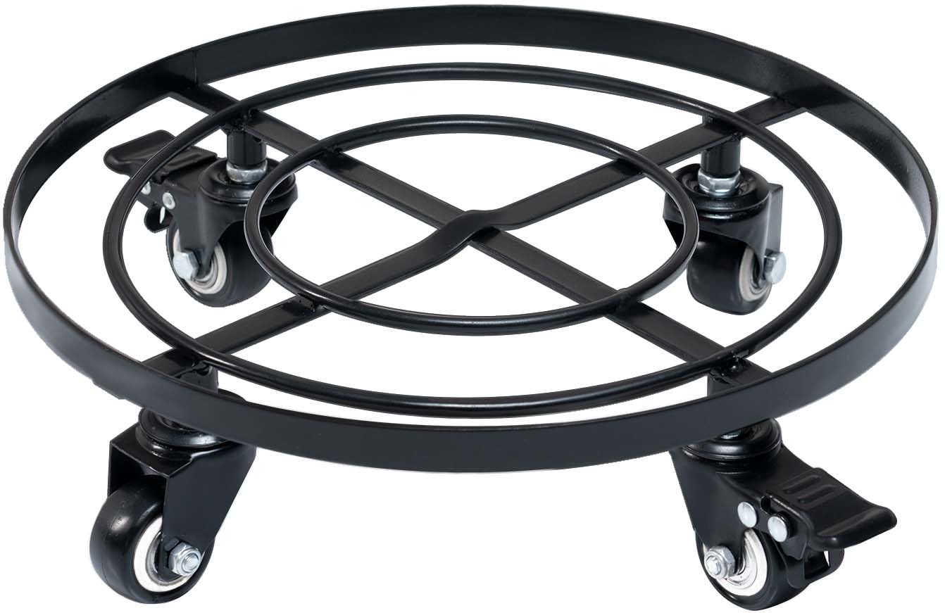IDZO Round Heavy Duty Plant Caddy with Wheels, 14 Inch Black front view