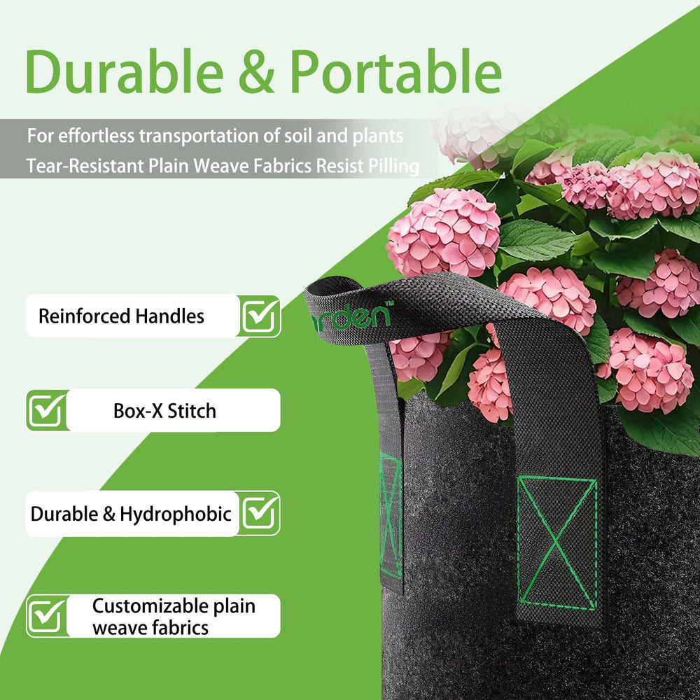 iGarden Grow Bags in a garden setting with plants