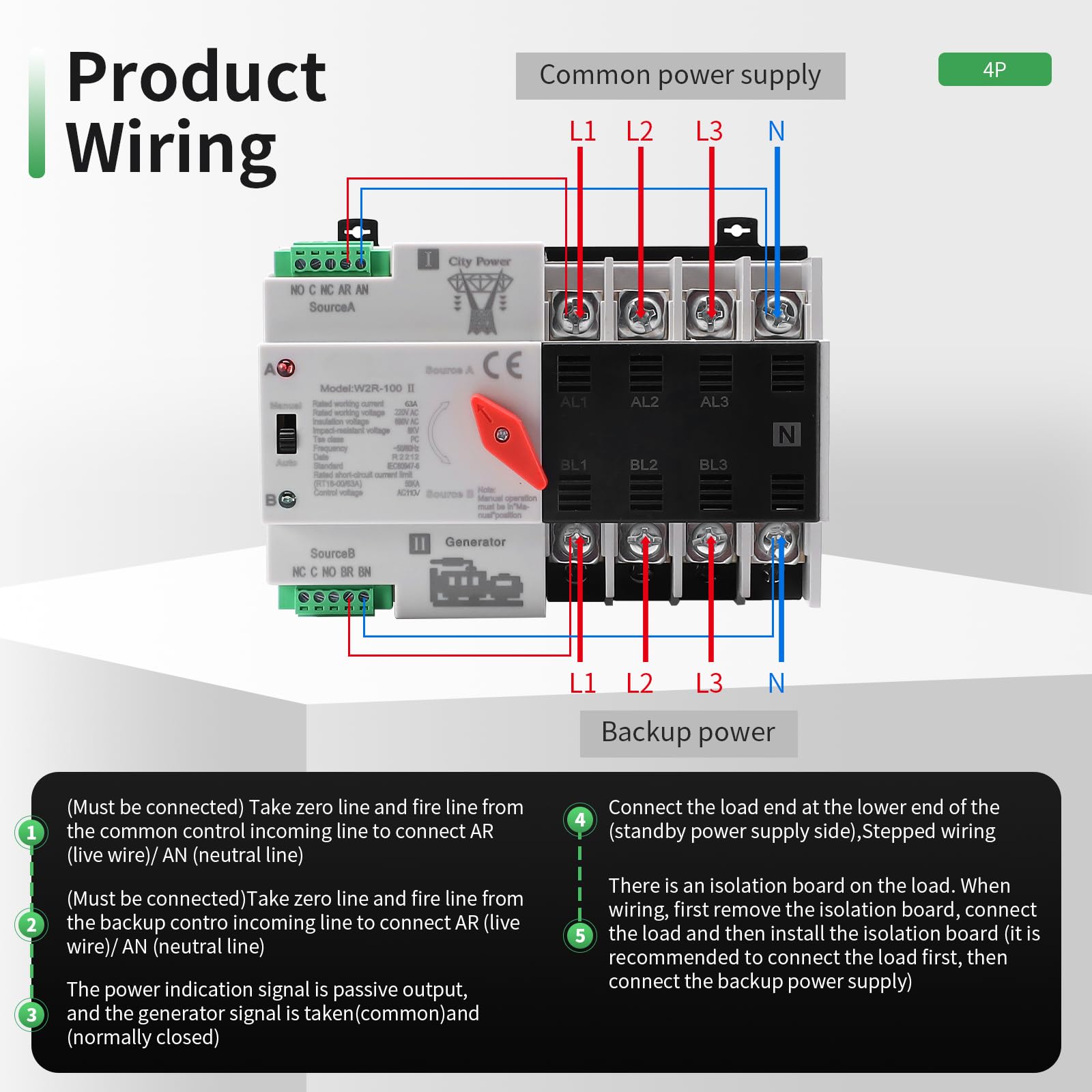 IGEYAPA 63A AC110V Transfer Switch installed in a control panel