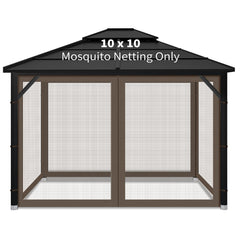 Iheqard Gazebo Replacement Mosquito Netting 10x10 ft coffee front view