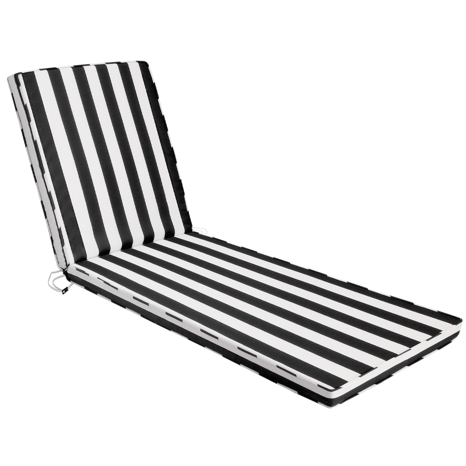 Iheqard Outdoor Chaise Lounge Cushion in Black and White Stripes, front view