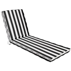 Iheqard Outdoor Chaise Lounge Cushion in Black and White Stripes, front view