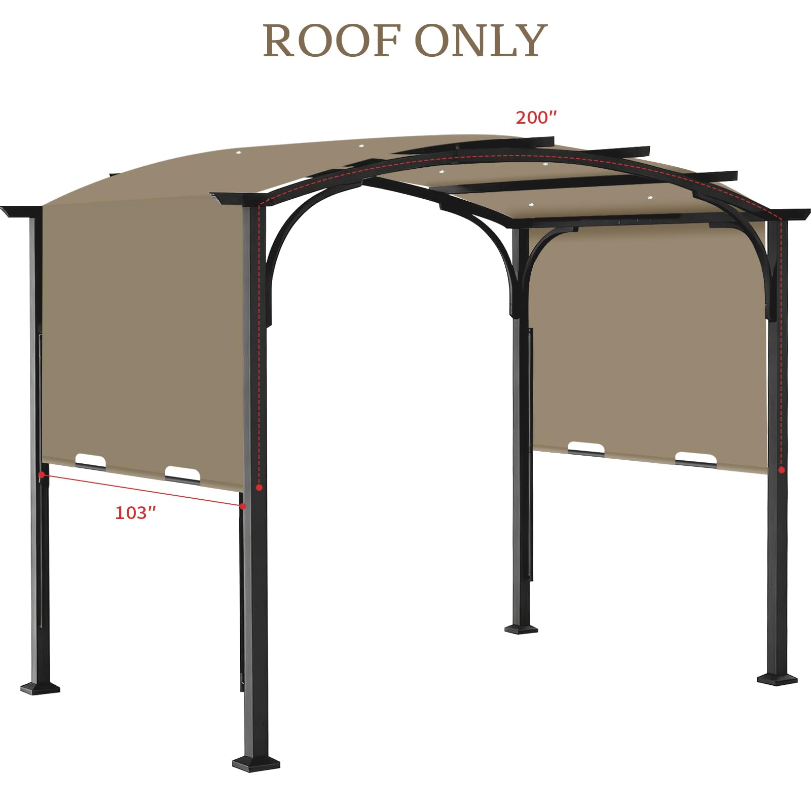 Iheqard Pergola Canopy Replacement Shade Cover Khaki side view