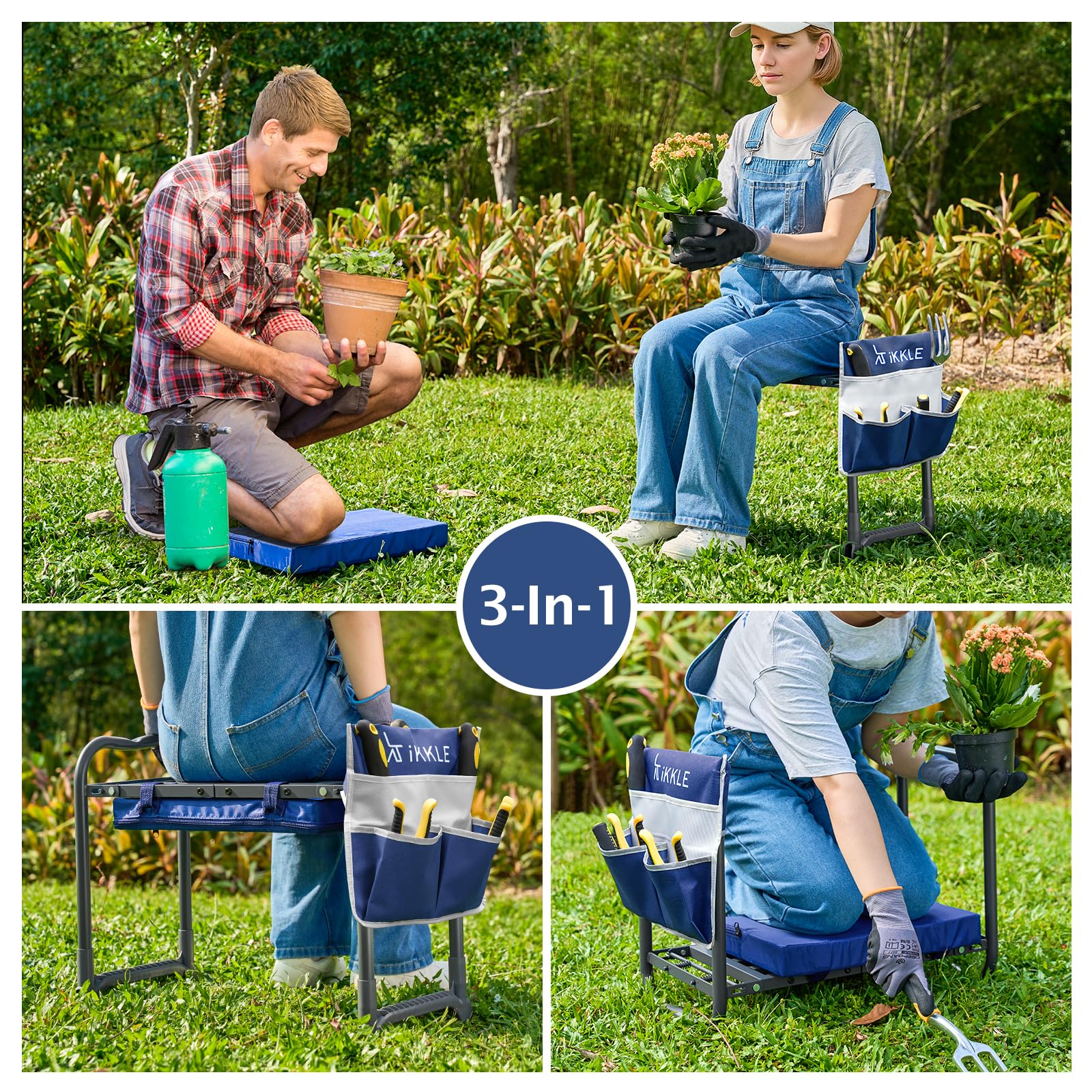 ikkle Garden Kneeler back view showing metal frame