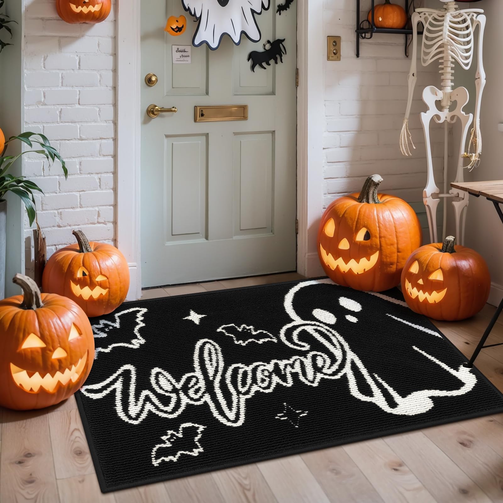 Ileading Halloween Door Mat 32x48 inch with playful ghost design